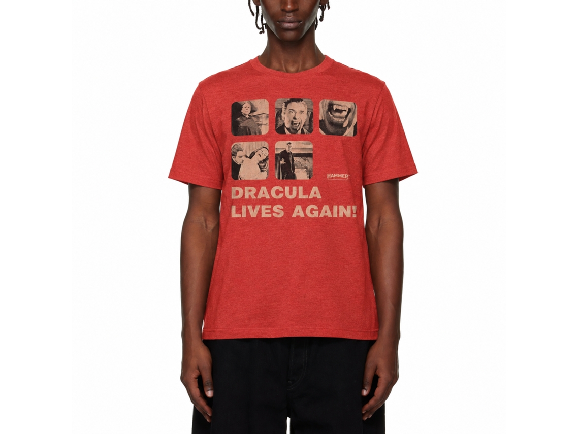 Rockinstone Horror Movies Dracula Risen Heather Red Adult T-shirt Size:l