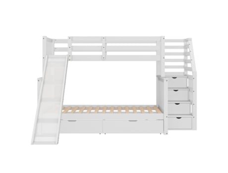Beliche Escada Escorrega Raumio Madeira Maciça Branco (90x200x150)