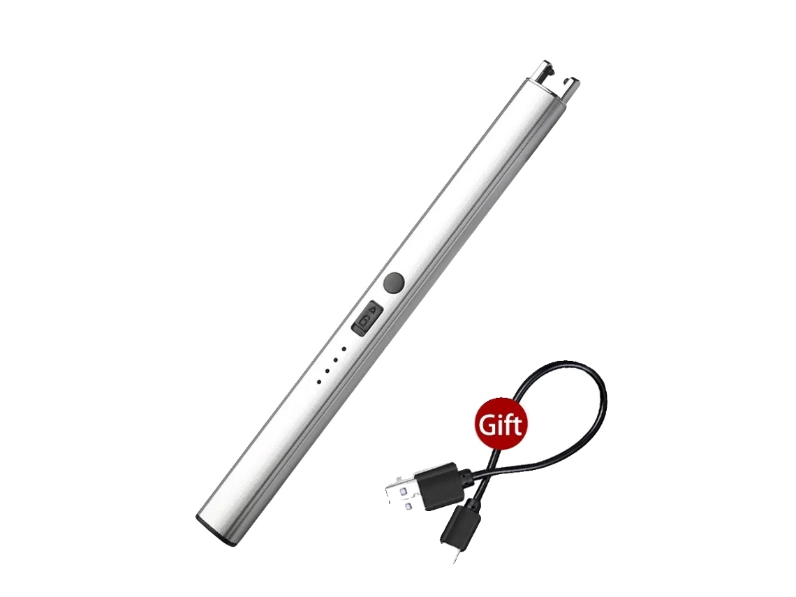 Isqueiro De Plasma, À Prova De Vento, Recarregável Via Usb, Prata