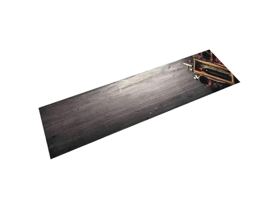 Vidaxl Tapete De Cozinha Lavável 60x300 Cm Veludo Padrão Garrafa Vinho