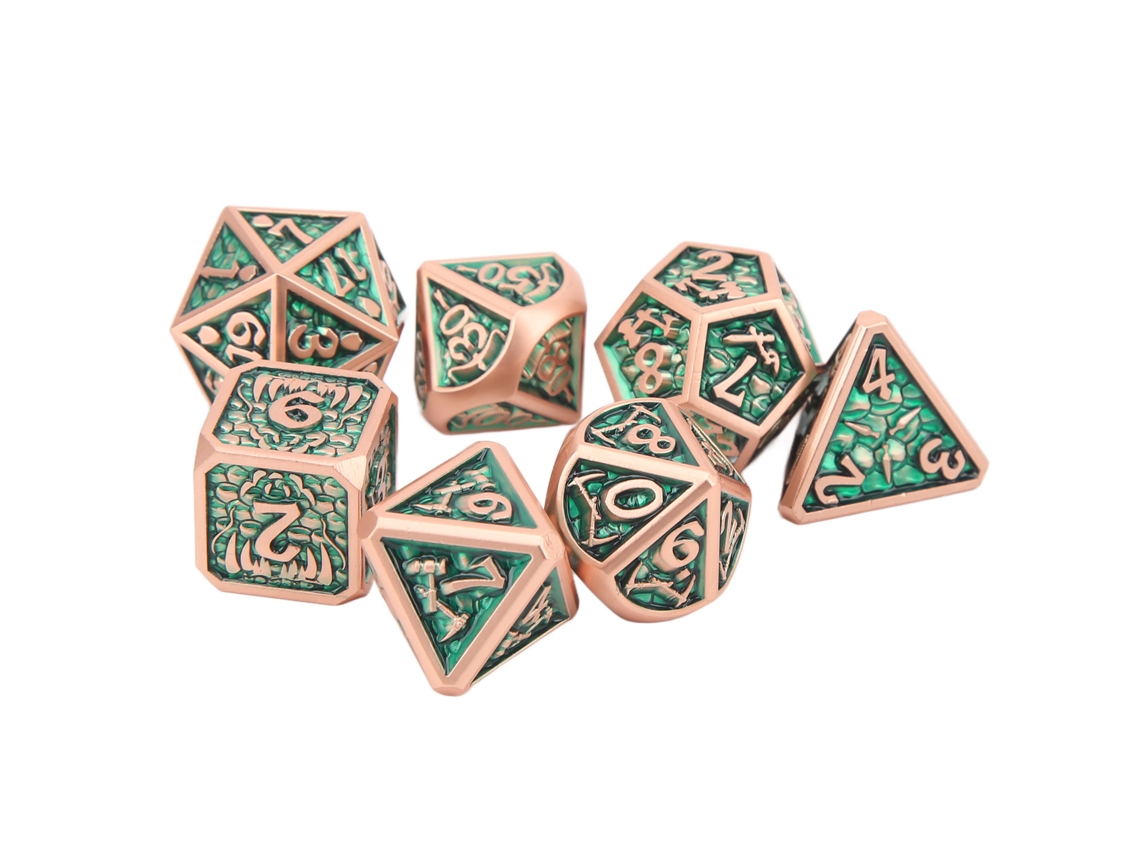 Primerox conjunto de 7 Dados Metal Poliédricos Portáteis para Jogos de Tabuleiro e Rpg Tipo 2