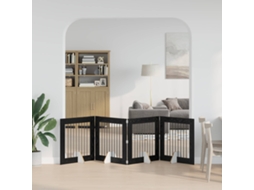 Vidaxl Portão Dobrável Com Suportes 4 Pcs Carvalho Preto