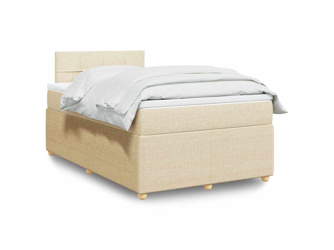 Vidaxl Cama Com Molas/colchão 120x200 Cm Tecido Cor Creme