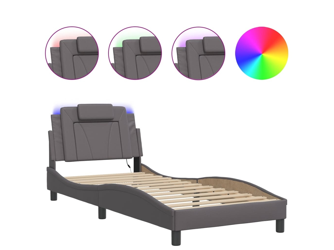 Bed Frame, Bed Frames Vidaxl Cinzeto Couro Artificial (80 X 200 Cm)