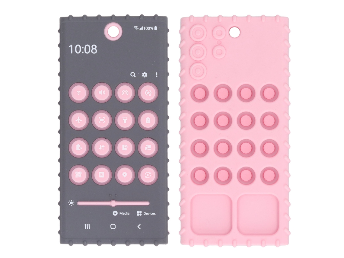 Mali dentição de Silicone em Forma de Telefone para Bebê Brincadeira Sensorial Cinza e Rosa