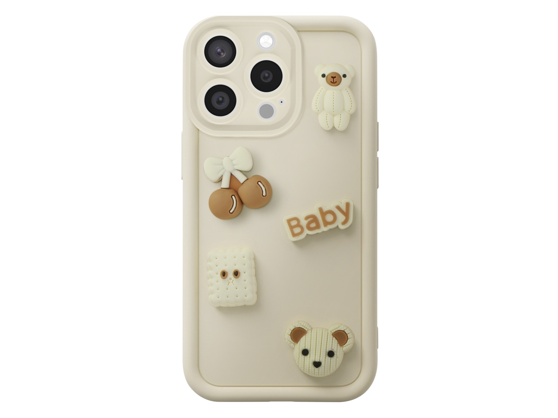 Capa Para Iphone 15 Pro Com Motivos Ursinho Kawaii Em 3d E Borda Elevada