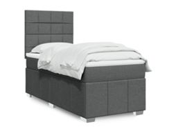 Vidaxl Cama Com Molas/colchão 80x200 Cm Tecido Cinzento-escuro