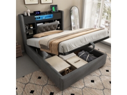 Cama Estofada Linho Cinza 223x115 Cm