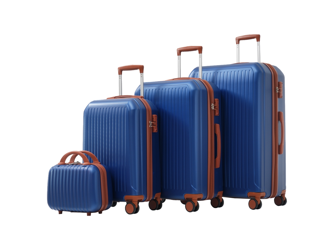 Conjunto Bagagens P-m-g-gg (14/20/24/28'') Com Alças Metálicas, Rodas 360°, Fechadura Tsa, Casca Rígida. Estiloso E Durável.