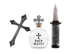 Kit Vampire Killer Cruz, garrafa e faca 25,5x30 cm