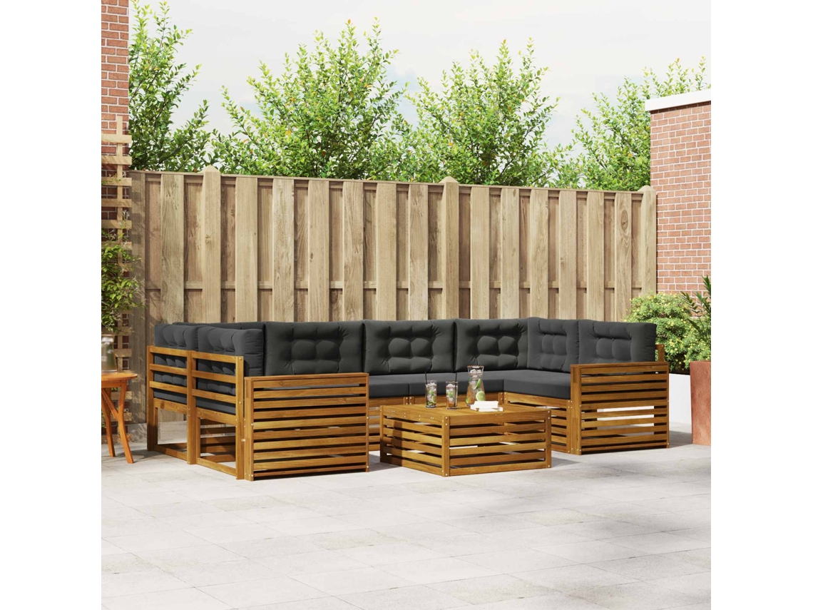 Vidaxl Conjunto De Sofás Para Exterior 7 Unid. Natural E Antracite