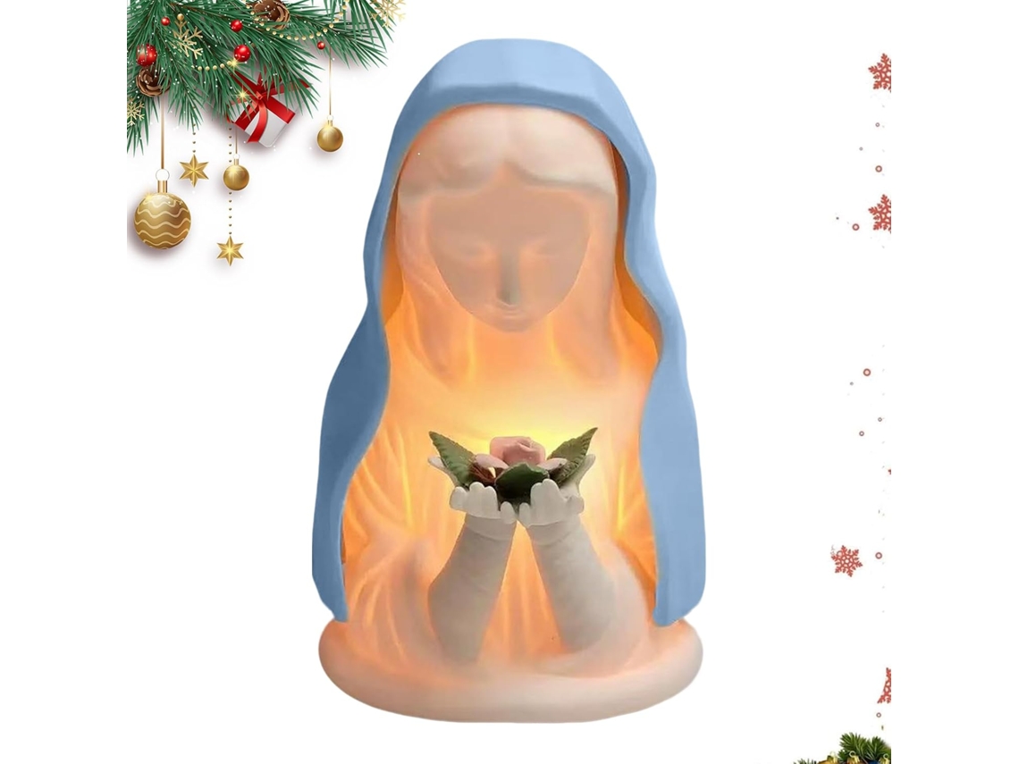 Luminária Noturna Devocional Da Virgem Maria 13,5 Cm Lâmpada De Natal