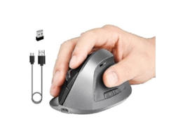 Mouse sem fio recarregável, ergonômico, vertical, para notebook, PC, preto
