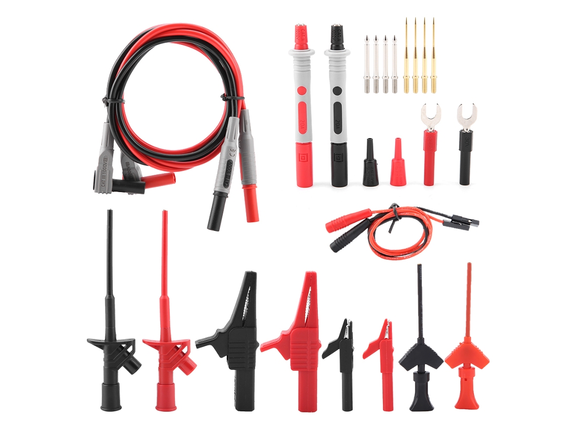 Kit de Pontes de Teste YURU para multímetro P1300e, 24 peças com plugue banana, gancho e agulha universal
