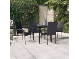 Conjunto De 5 Peças De Jantar Para Jardim Preto Dkd Home Decor