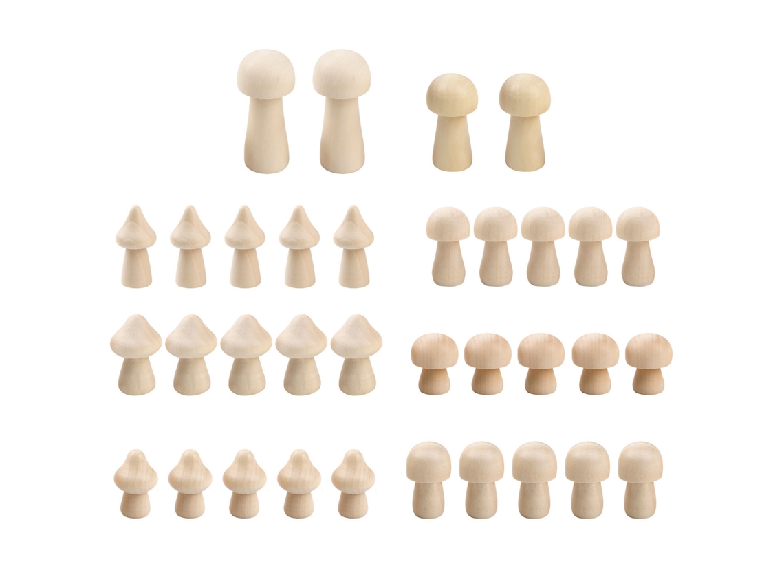 Laxiscreed Caixa Com 34 Mini Cogumelos De Madeira Para Decoração E Diy