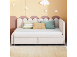 Sofá-cama 90x200 Cm - Com Cama Extra - Veludo - Bege (colchão Não Incluído)