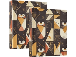 Pasta Escolar Retrô Com Estampa De Pinguim 3, 8cm 1, 5 Polegadas, 3-argolas Com Capa De Bolso, Pacote Com 1 2-unidades