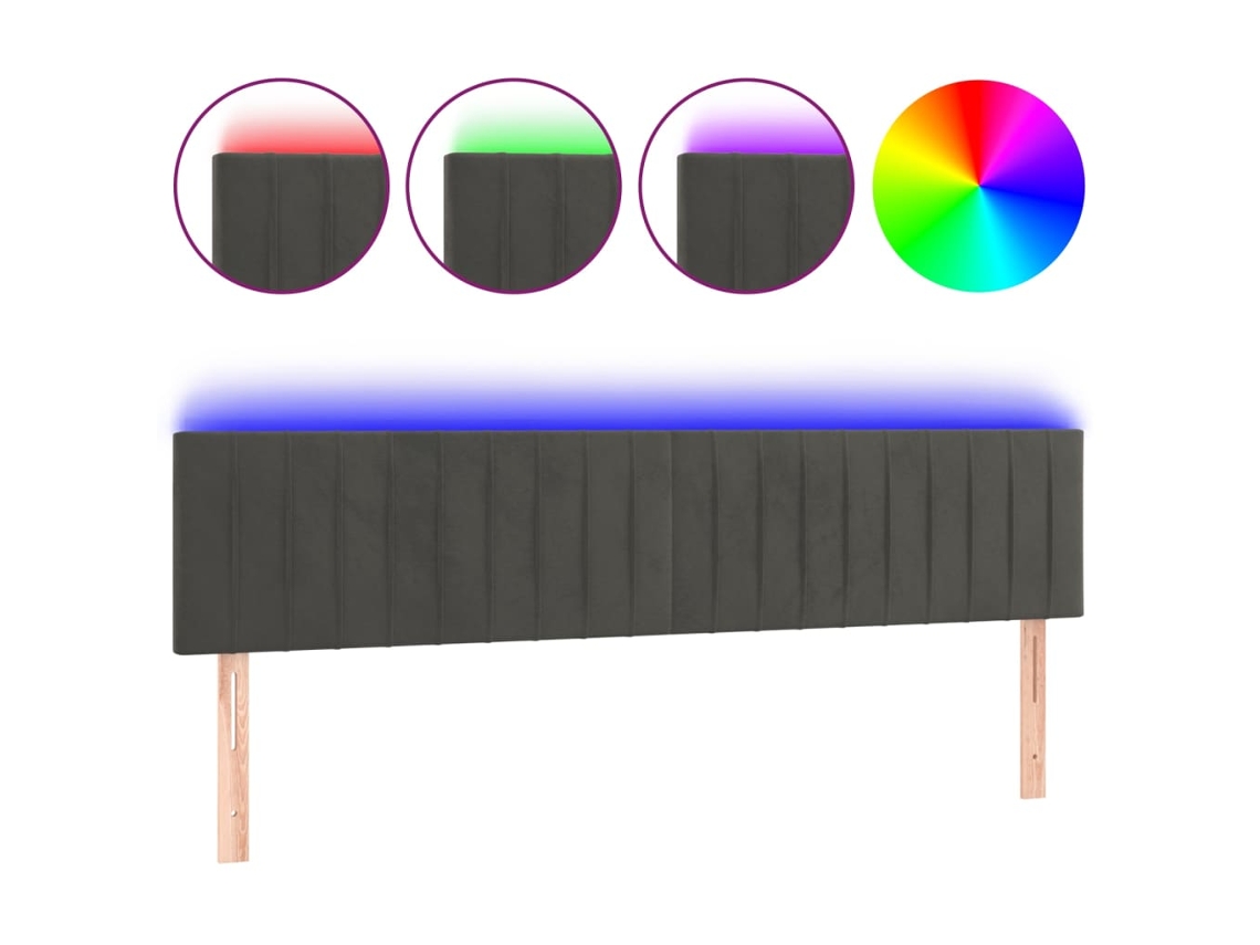Conjunto de 2 Cabeceiras de Cama com Luzes Led Veludo Cinza Escuro MAISON EXCLUSIVE (180x5x78 cm)