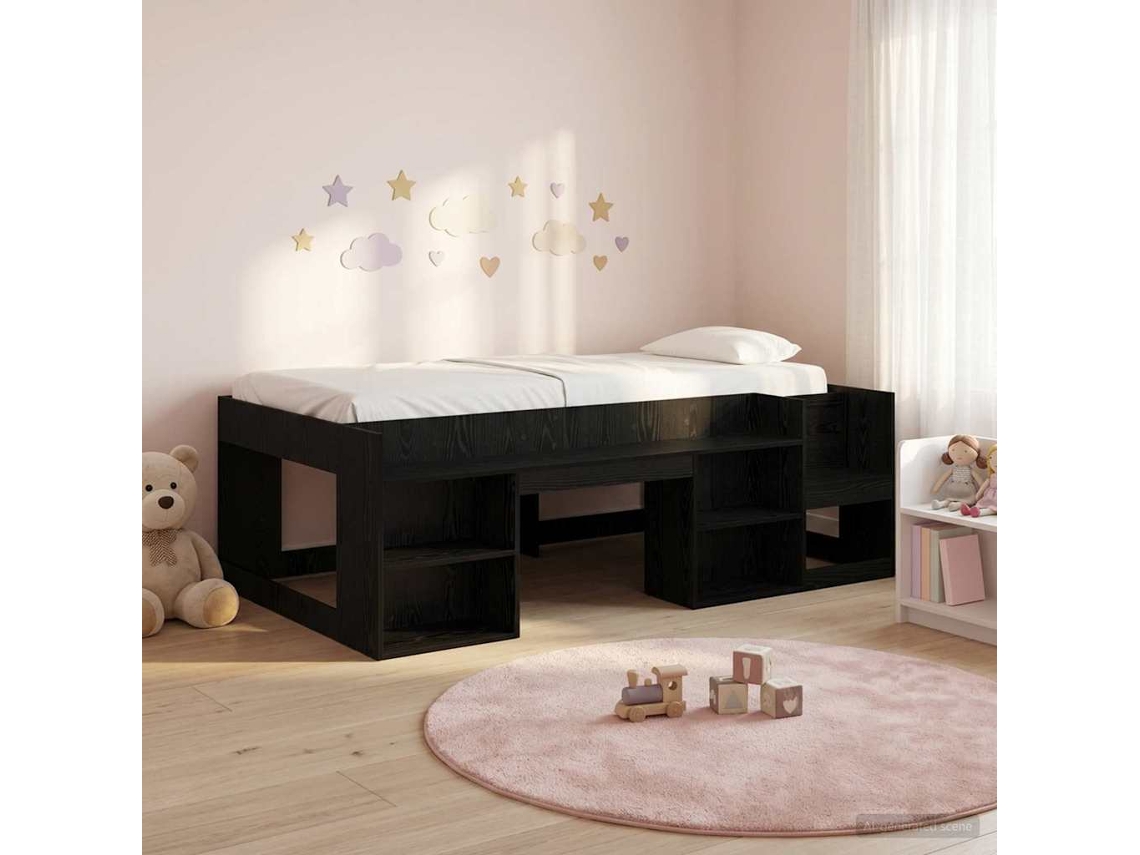 Vidaxl Estrutura De Cama Infantil Com Armazenamento Carvalho Preto
