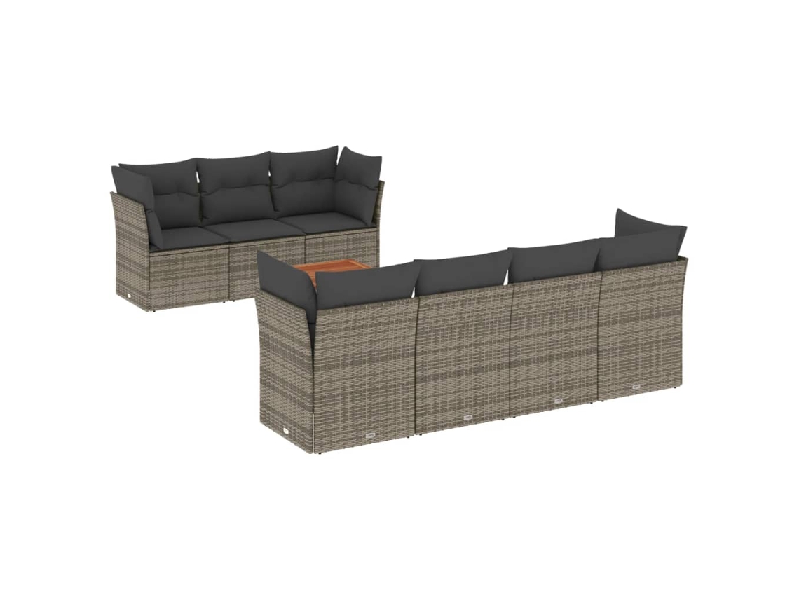 Conjunto de 8 sofás de jardim com almofadões Vime Pe Cinzento MAISON EXCLUSIVE (8 peças)