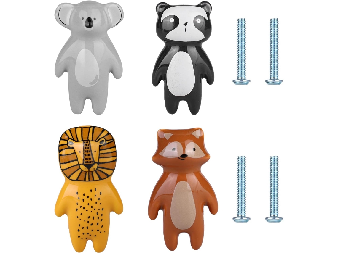 Conjunto de 4 Puxadores Cerâmica com Motivos Animais BRILVIBERA