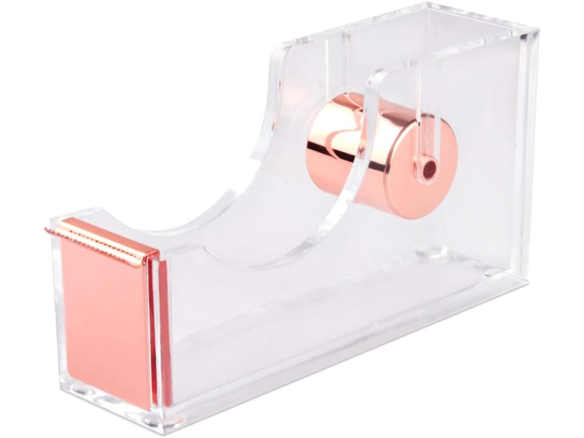 Porta, Fitas de Mesa em Ouro Rosa, Fitas em Acrílico, Cortador de Fita Antiderrapante, Fitas Resistente BRILVIBERA