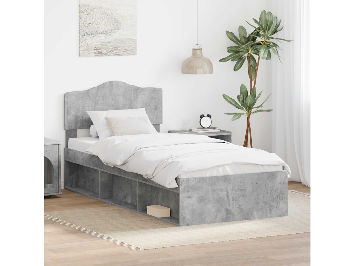 Vidaxl Estrutura Da Cama Com Cabeceira Cinza Concreto 100 X 200 Cm