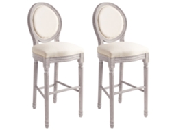 Vidaxl Bancos De Bar 2 Pcs Linho Branco
