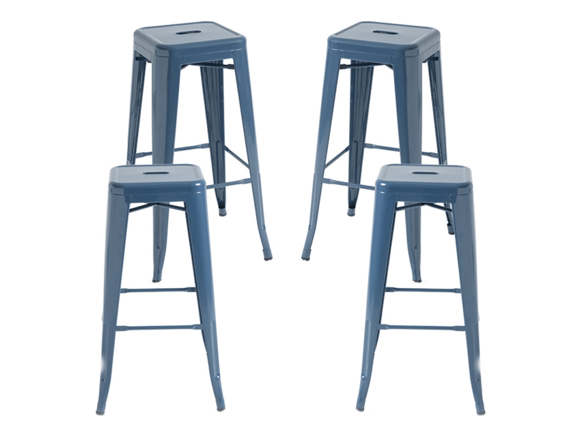 Pack 4 Bancos Torix Altos 76 Cm - Azul Petróleo