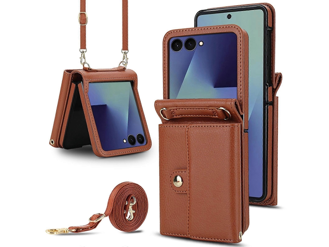 Mochila Carteira De Cor Sólida Com Compartimento Para Cartões E Proteção Rfid, Capa De Celular Em Pu Para Samsung Galaxy Z Flip7 5g.