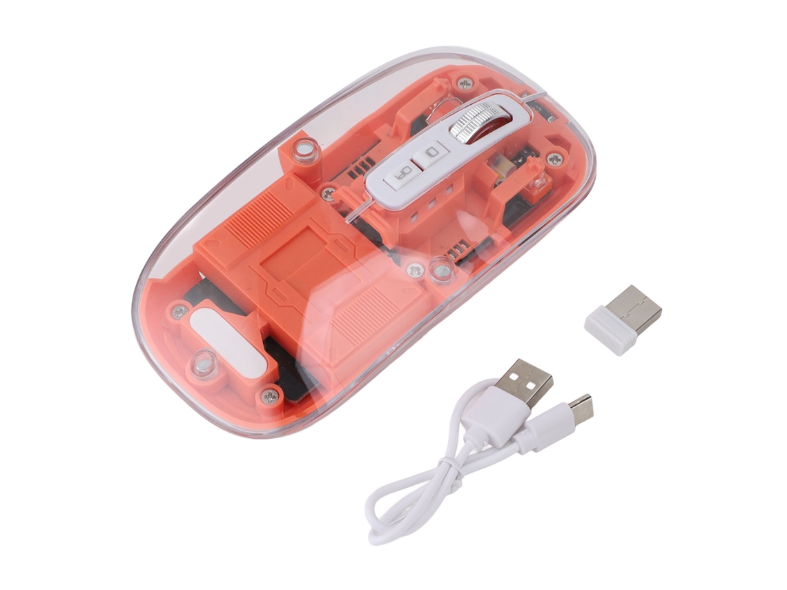 Rato Sem Fio Bluetooth Transparente Laranja