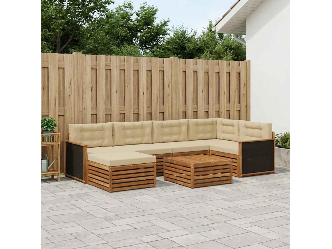 Vidaxl Conjunto De Sofás Para Exterior 7 Unid. Natural E Bege