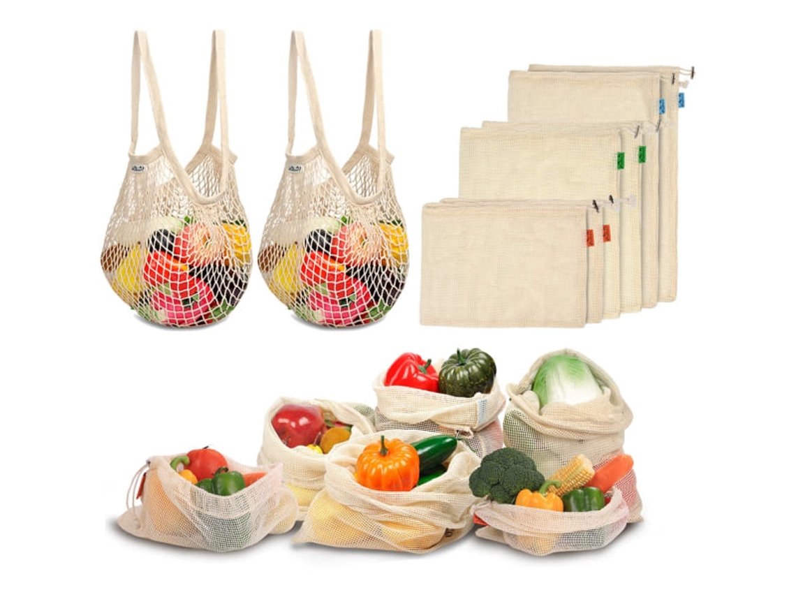 Conjunto Pearl Rare 9s De Sacolas Reutilizáveis ​​de Algodão Para Pão E Vegetais E Sacola De Tecido Ecológico Aquaforge