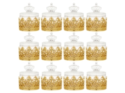 Laxiscreed Caixa De Doces Para Casamento Com 12 Peças Em Plástico Dourado Elegante