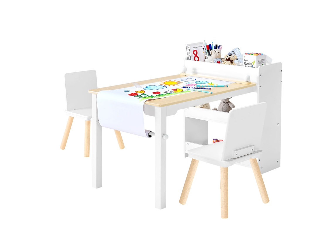 Conjunto De Mesa Infantil Com 2 Cadeiras E Armário De 3 Níveis 102,5 X 58 X 64 Cm Vevor