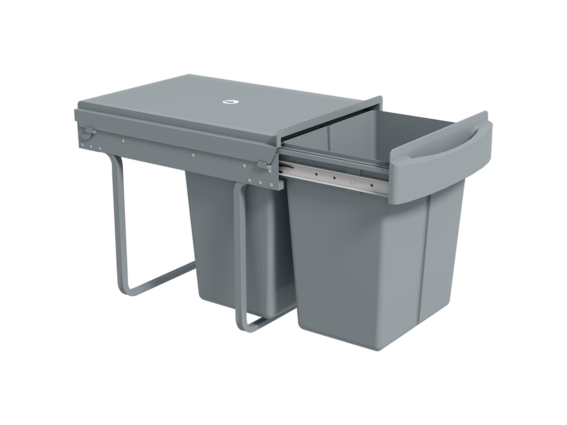 Caixa Retrátível,, Caixa Removível, Plástico, Metal, 2 X 20 L Cinza