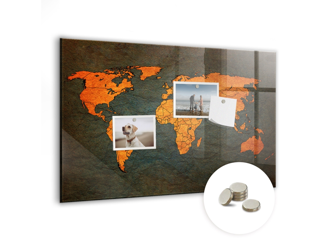 Quadro Magnético Mapa-múndi Para A Sala De Estar Espelharte (60x40 Cm)