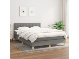 Vidaxl Cama Com Molas/colchão 140x190 Cm Tecido Cinzento-escuro
