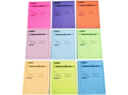 9 Cadernos De Notas Autocolantes Em Papel Fluorescente, Mémo Compactos Adesivo Reposicionável