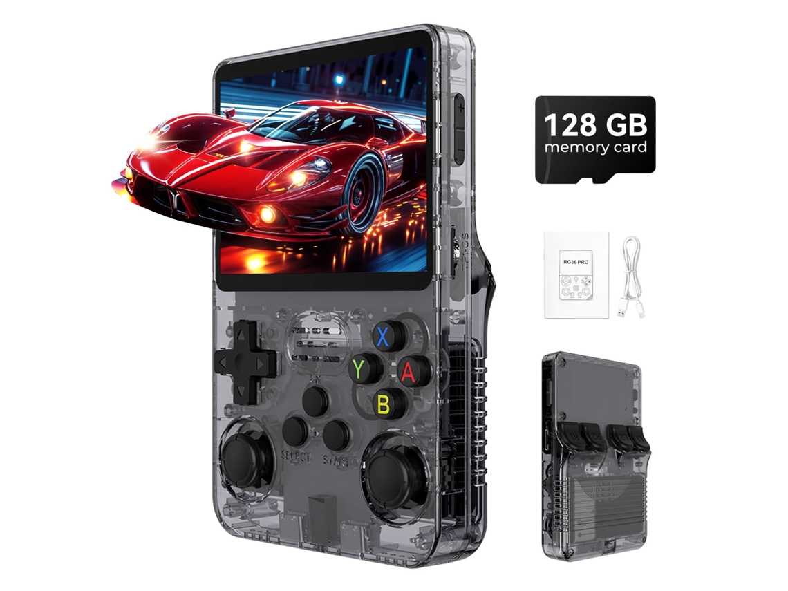 Console Portátil Retrô R36s com Mais de 40.000 Títulos Clássicos, Tela Ips de 3,5 Polegadas, 128gb AQUAFORGE