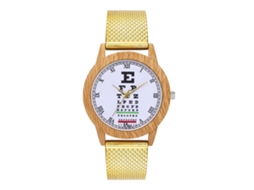 Relógio de Pulso Feminino Masculino de Quartzo com Pulseira de Malha Redonda Ouro Elegante