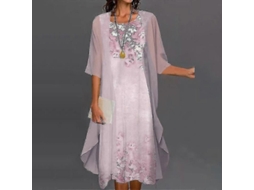 Vestido Boho Feminino 2026 com Cardigã Estampado Floral, Conjunto Casual de Duas Peças S2024123014869