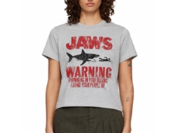 Rockinstone Jaws Movie Warning Heather Gray Adult T-shirt Size:xxl