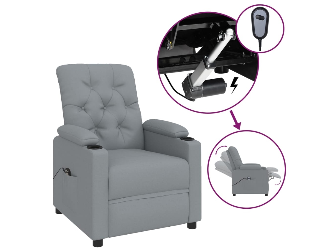 Electric Recliner Chair, Electric Recliner Chairs Vidaxl Cinzeto Tecido