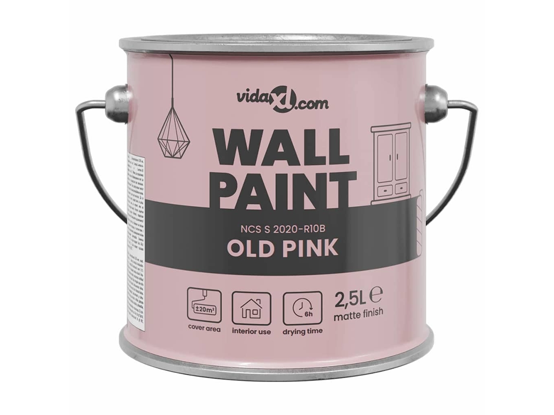 Conjunto 1 Tinta De Parede Vidaxl Rosa (2,5 L)