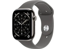 APPLE Watch Series 11 GPS + Cellular 42 mm Titânio Natural com Bracelete Desportiva Cinzento Rocha (Tamanho S/M)