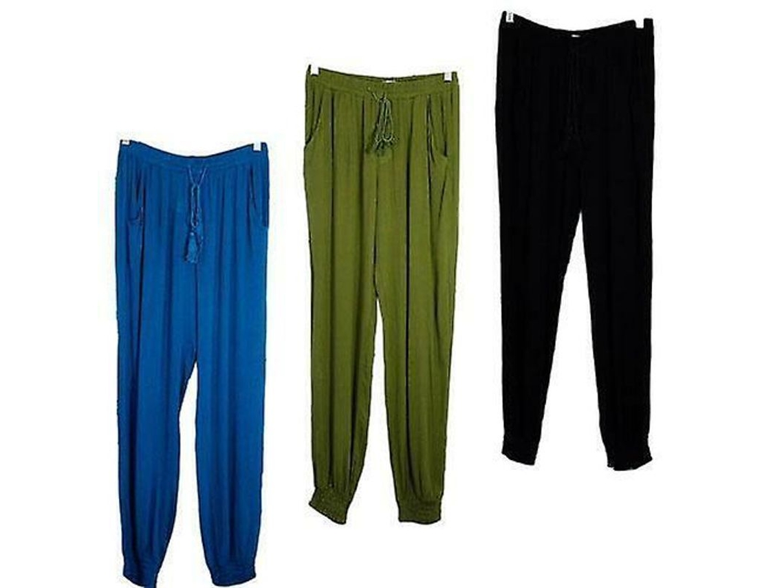 Pantalones Harem Para Mujer Bohemios Viajes Cómodos Holgados Con Cintura Elástica, Bolsillos Laterales Y Puños Elásticos Xs Negro