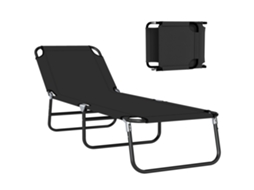 Espreguiçadeira Dobrável Reclinável Com Ângulo Ajustável De 3 Posições Para Exterior Carga 120 Kg 188x56x28 Cm Preto