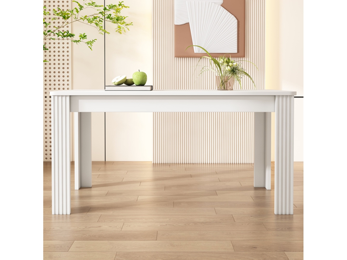 Mesa de jantar moderna branca Mobrio com quatro pernas
